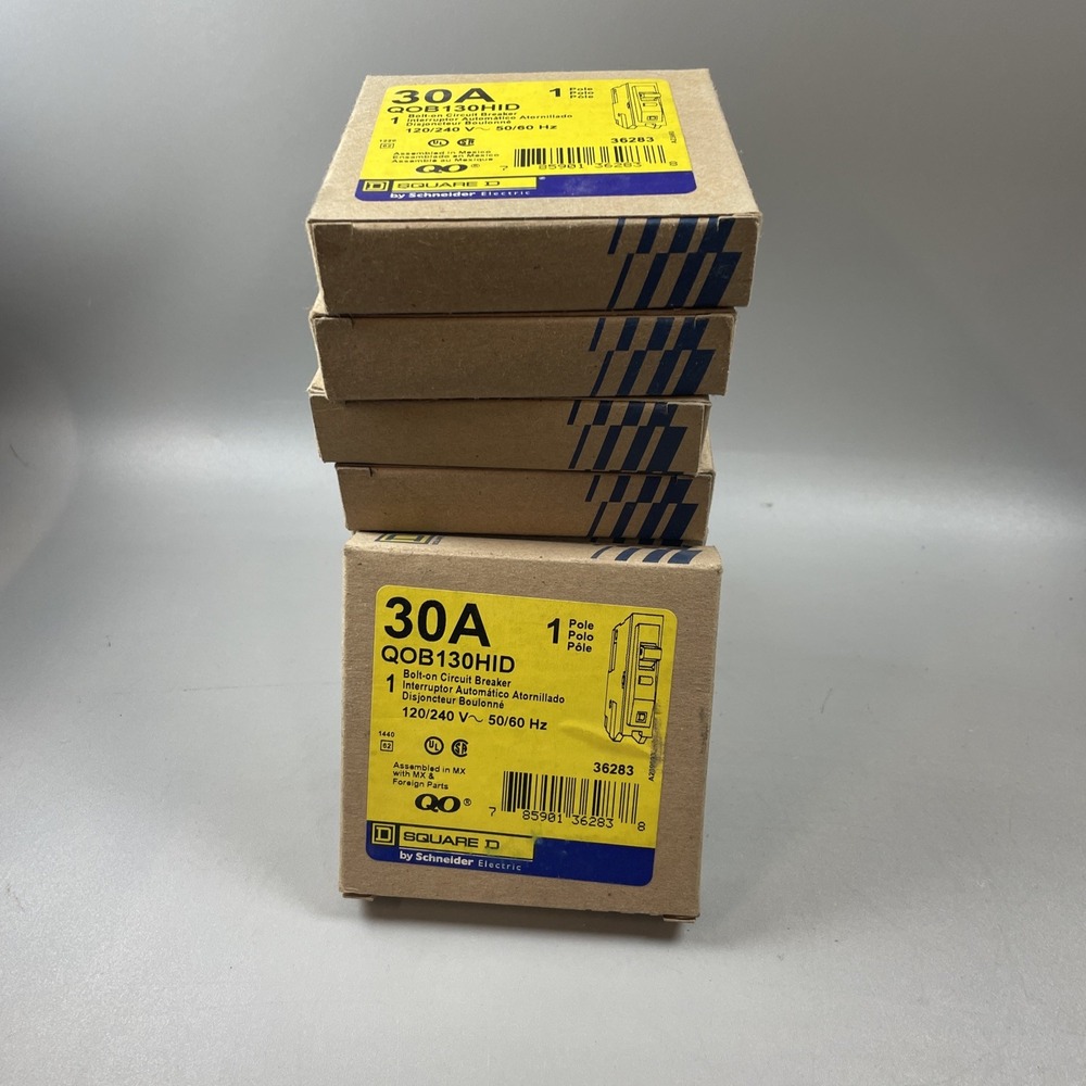 (Lot of 9) SQUARE D QOB130HID Bolt-On Circuit Breaker 30 Amp, 1-Pole, 120/240Vac